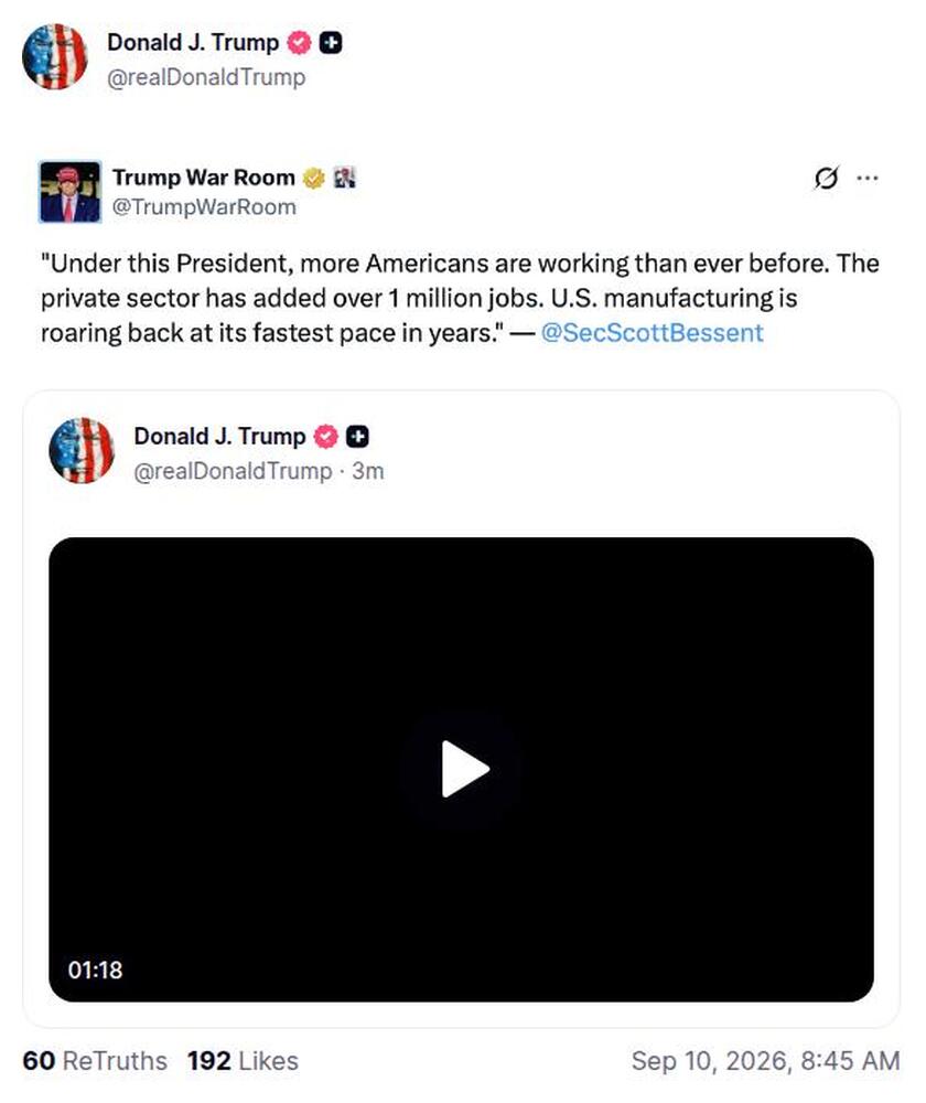 Post preview from Donald Trump