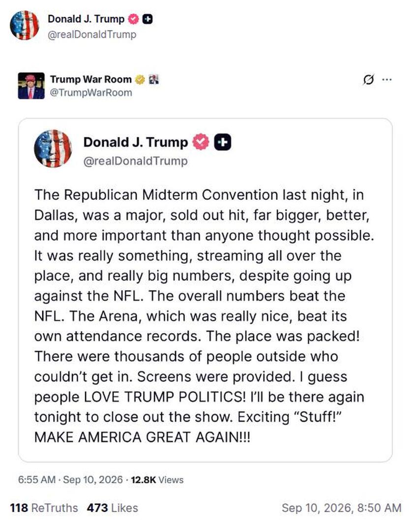 Post preview from Donald Trump
