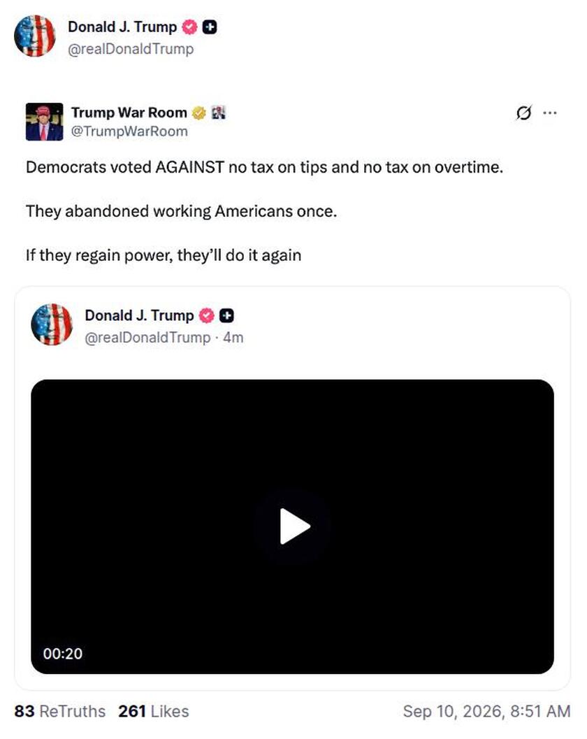 Post preview from Donald Trump