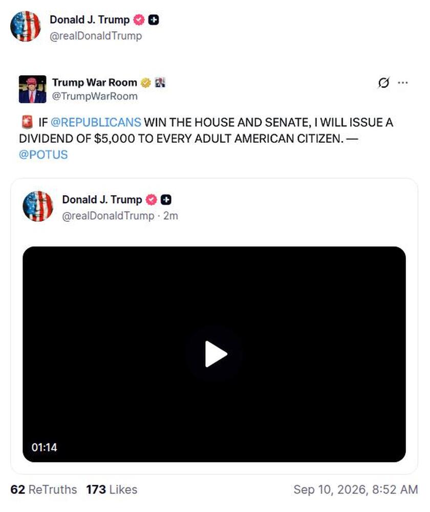 Post preview from Donald Trump