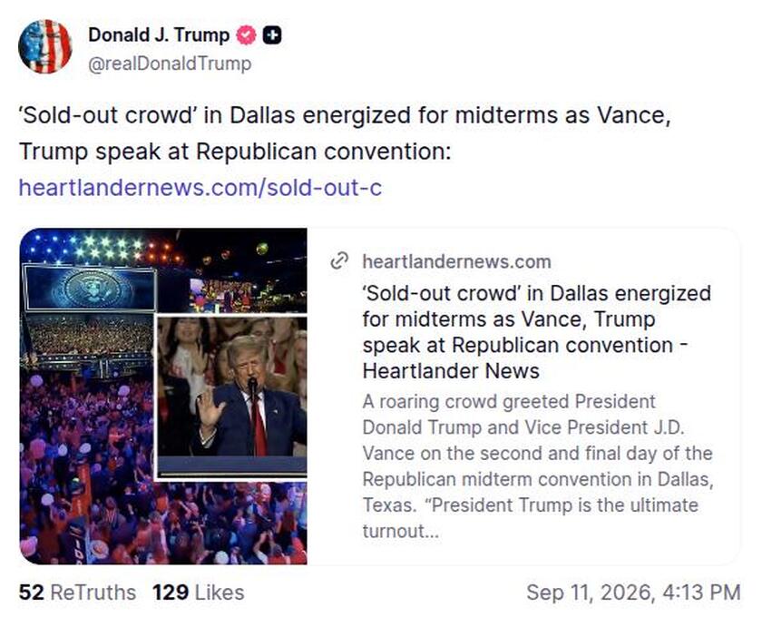 Post preview from Donald Trump