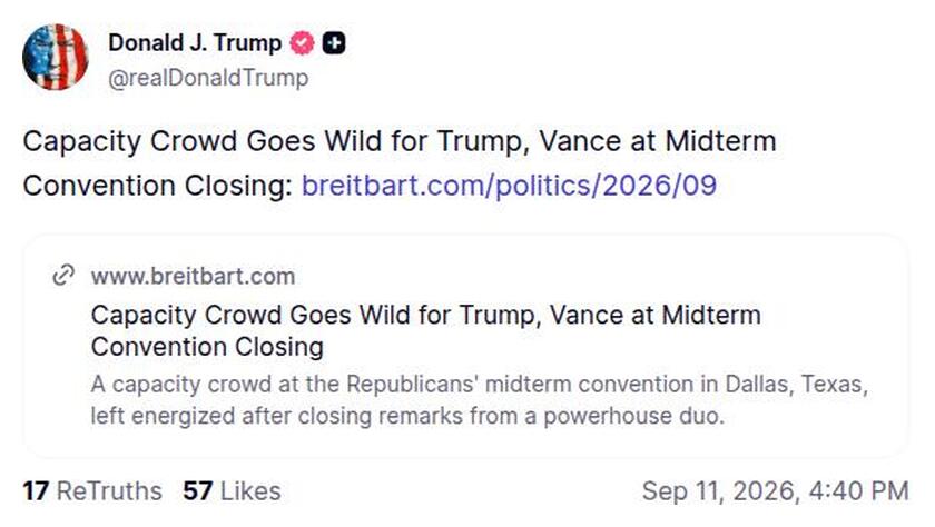 Post preview from Donald Trump