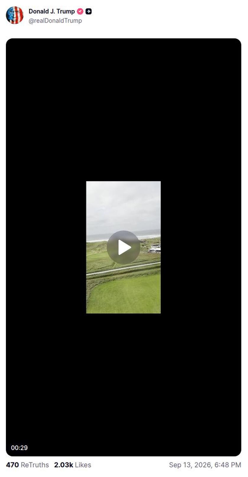 Post preview from Donald Trump
