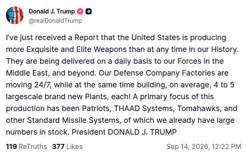 Post preview from Donald Trump