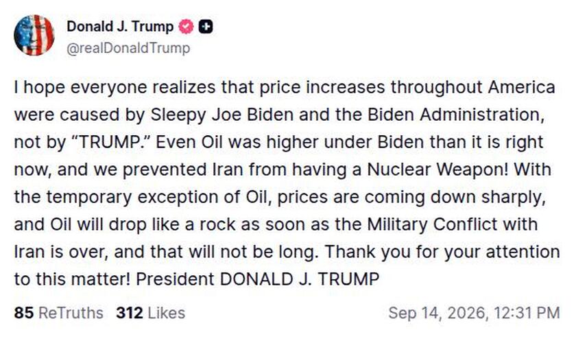 Post preview from Donald Trump