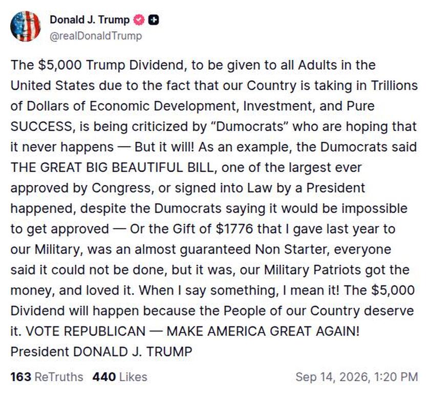 Post preview from Donald Trump