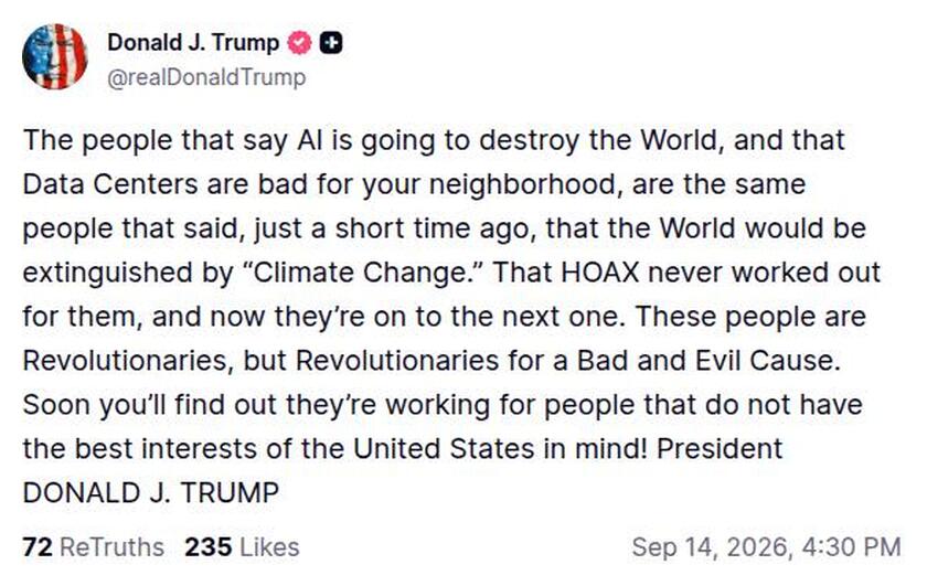Post preview from Donald Trump