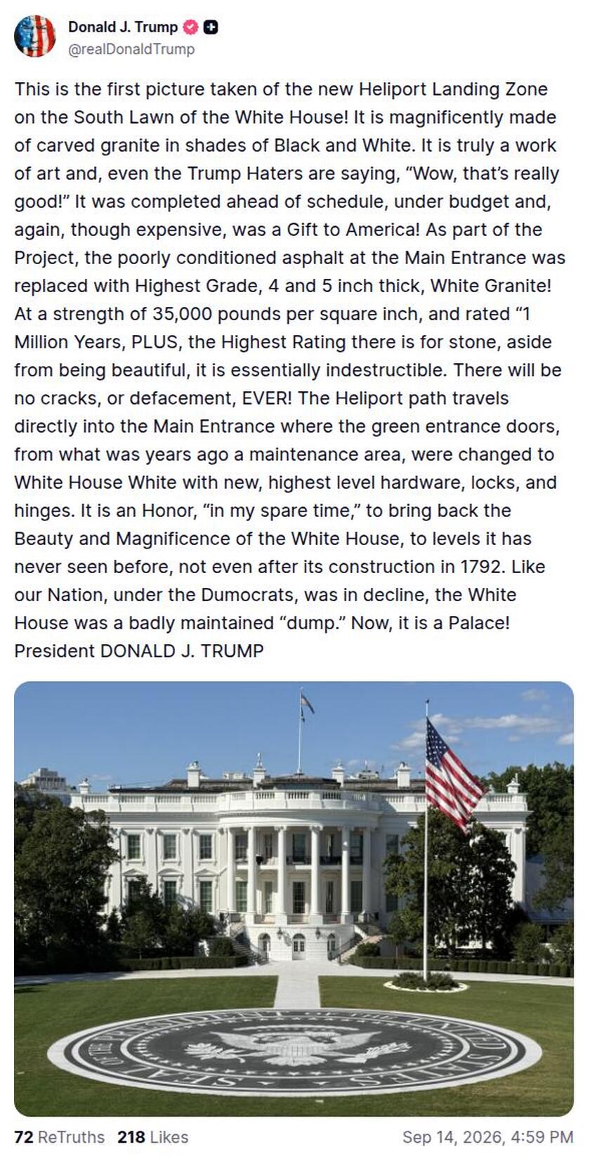Post preview from Donald Trump