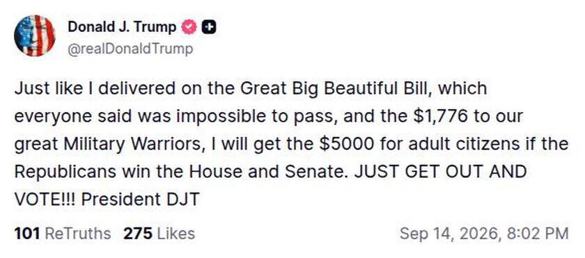 Post preview from Donald Trump