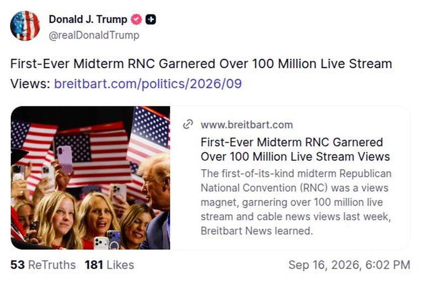 Post preview from Donald Trump