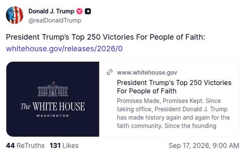 Post preview from Donald Trump