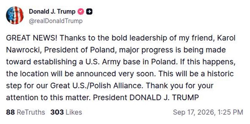Post preview from Donald Trump