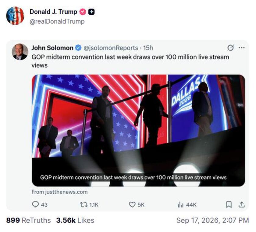 Post preview from Donald Trump