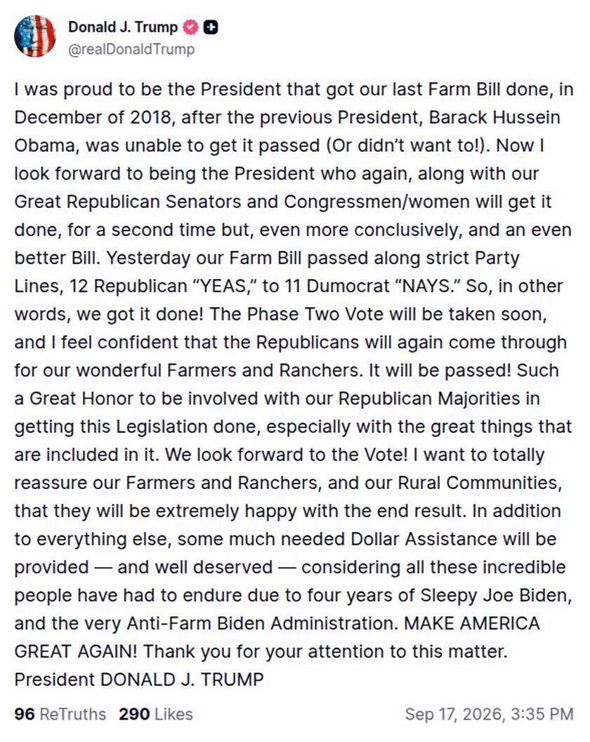 Post preview from Donald Trump