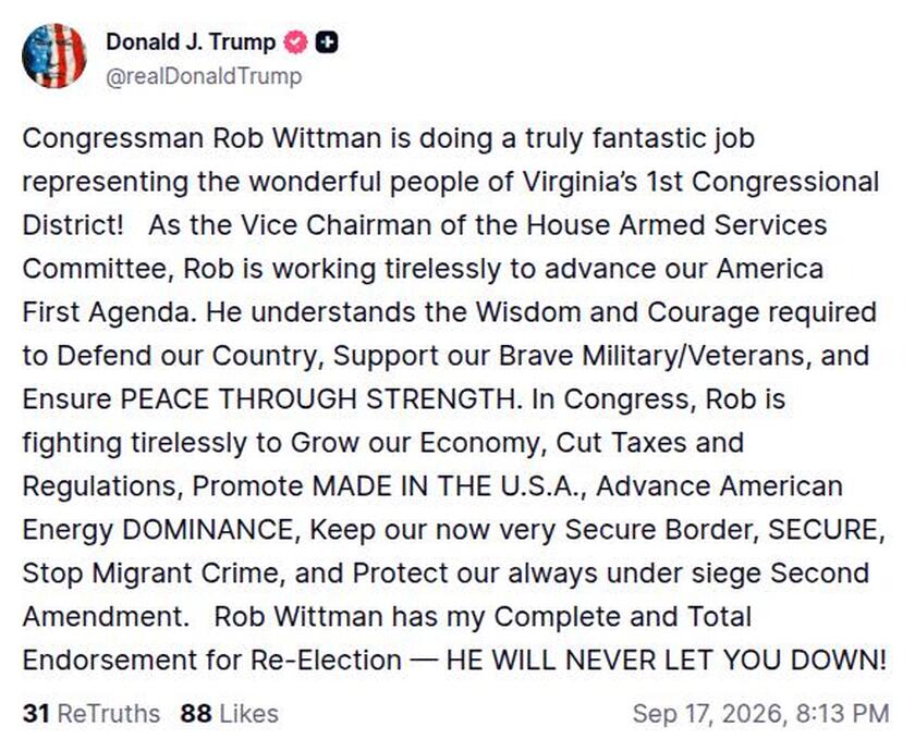 Post preview from Donald Trump