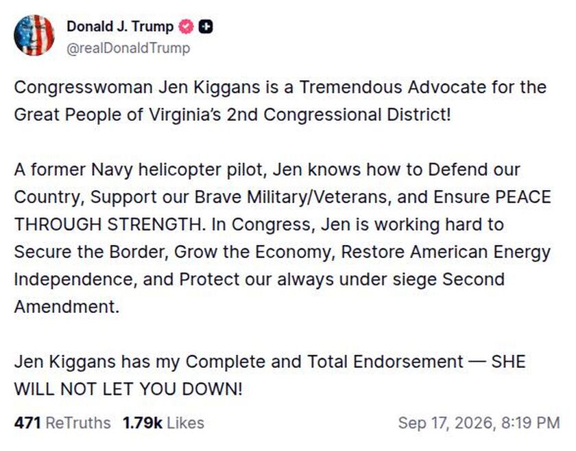 Post preview from Donald Trump