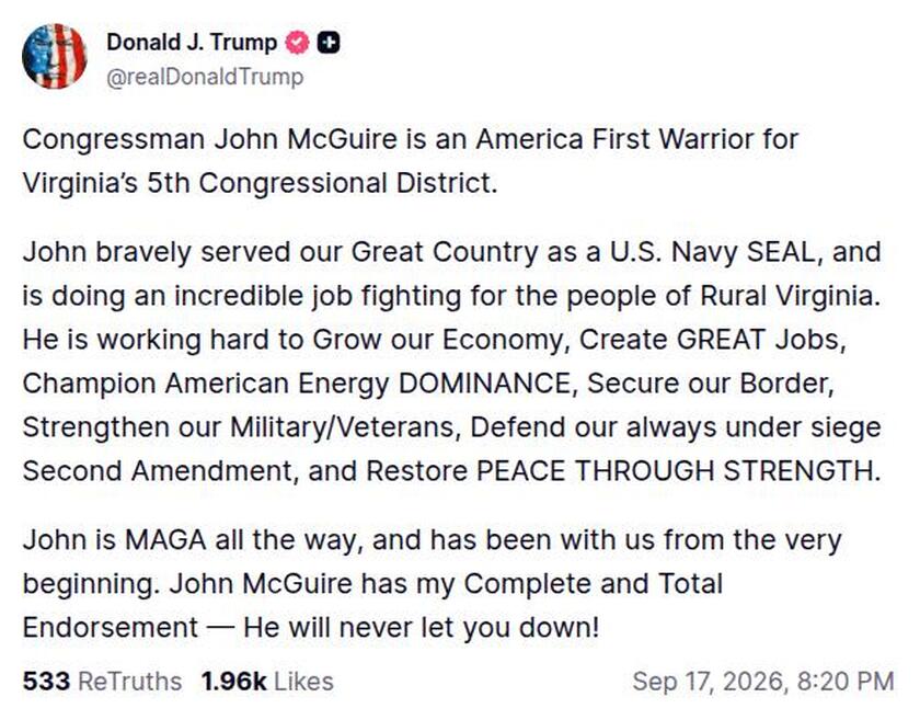 Post preview from Donald Trump