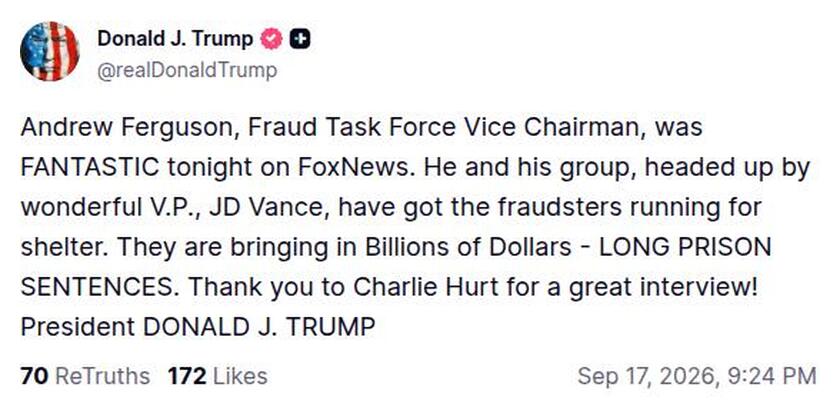Post preview from Donald Trump
