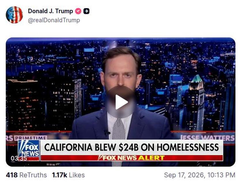 Post preview from Donald Trump