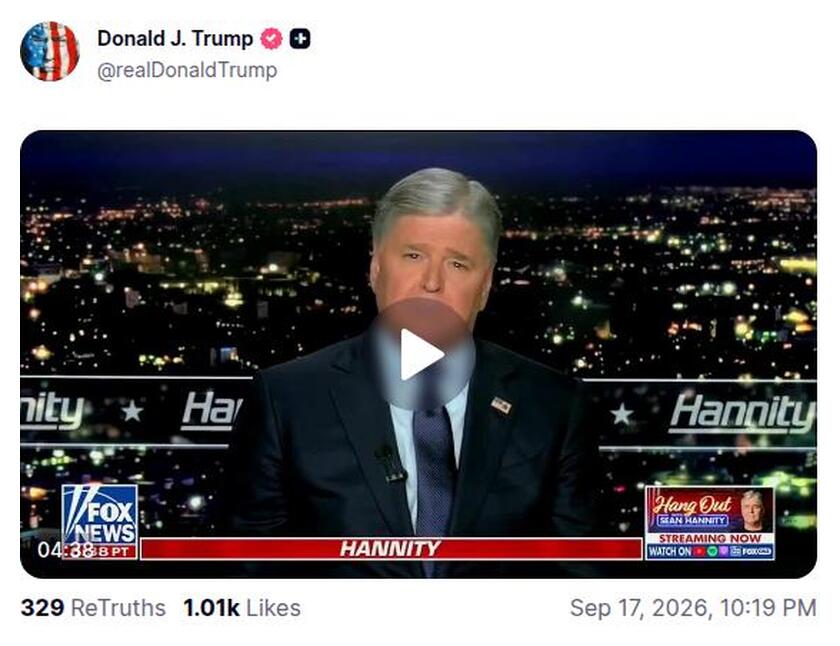 Post preview from Donald Trump