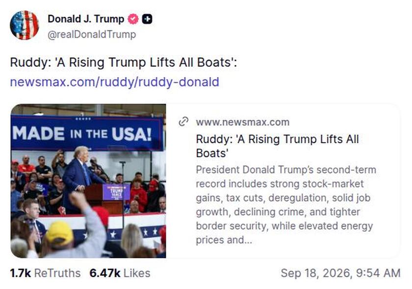 Post image from Donald Trump