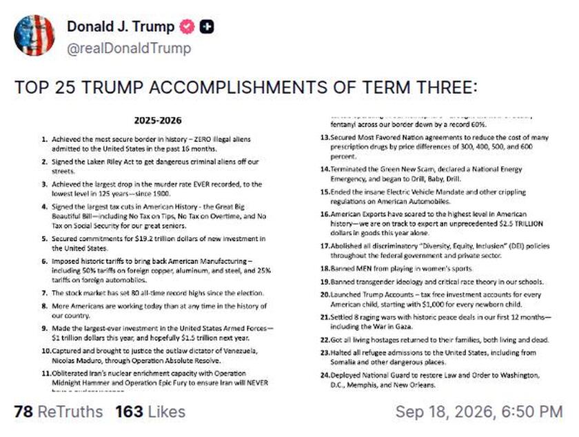 Post preview from Donald Trump