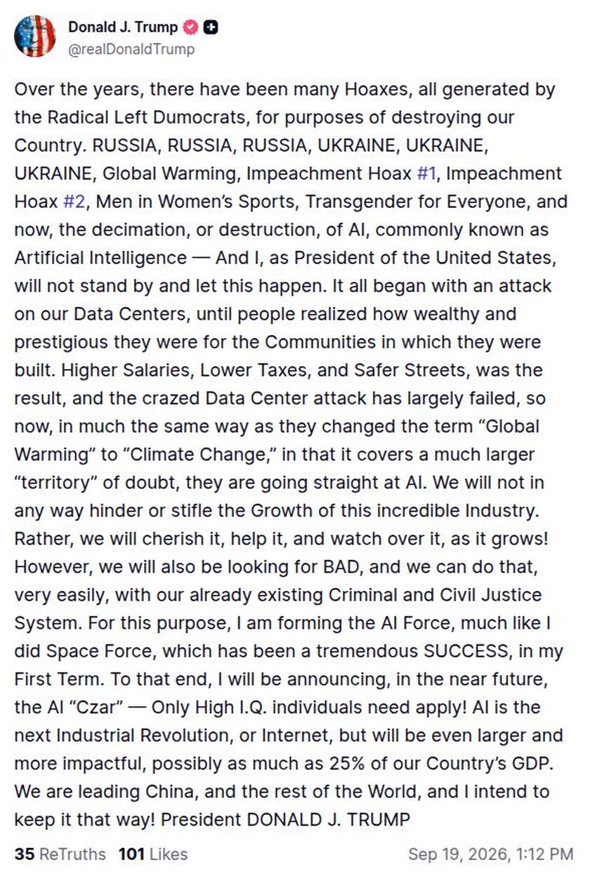 Post image from Donald Trump