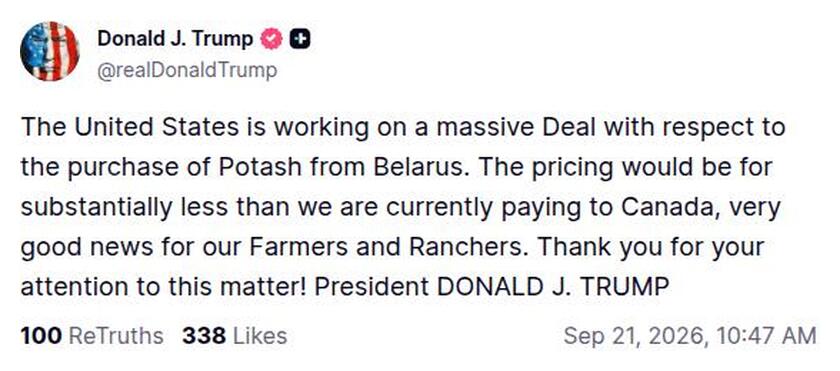 Post preview from Donald Trump