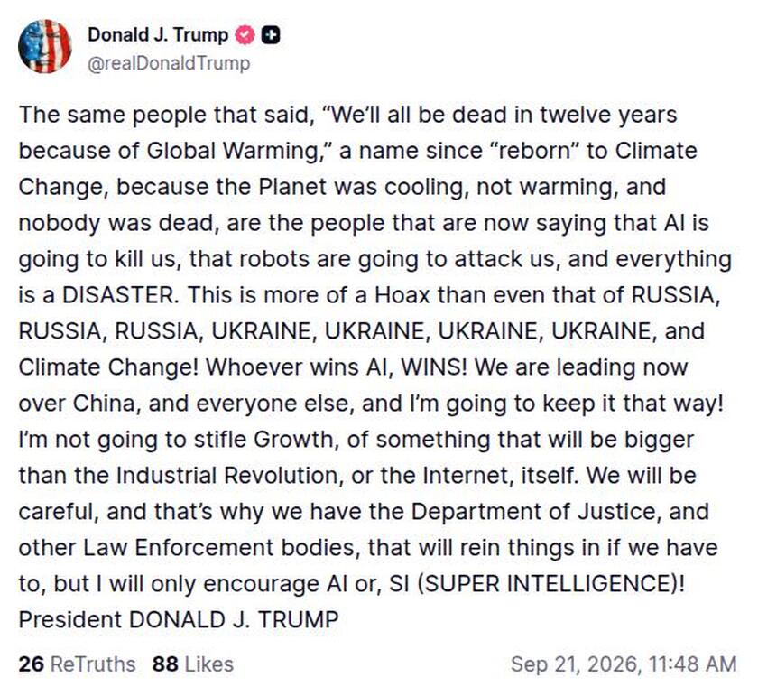 Post preview from Donald Trump