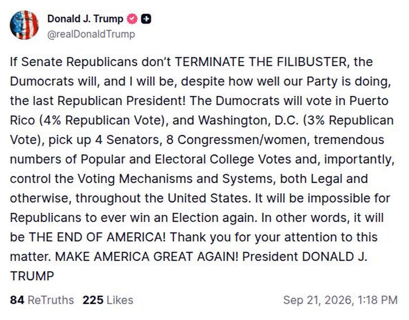 Post preview from Donald Trump