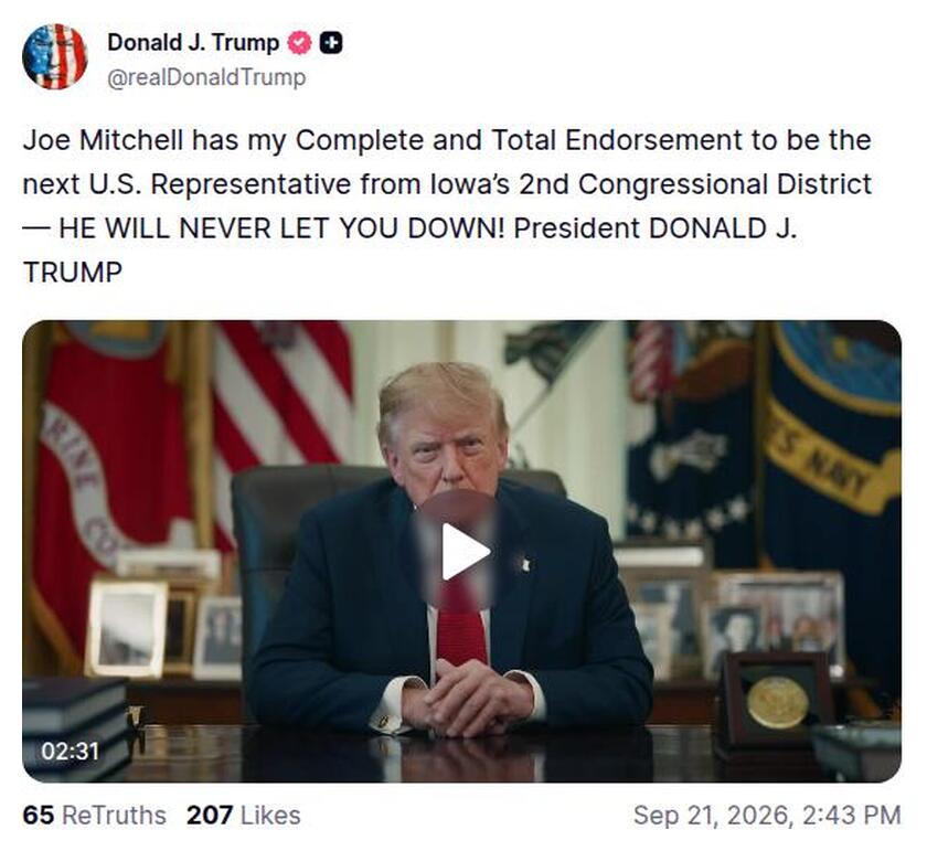 Post preview from Donald Trump