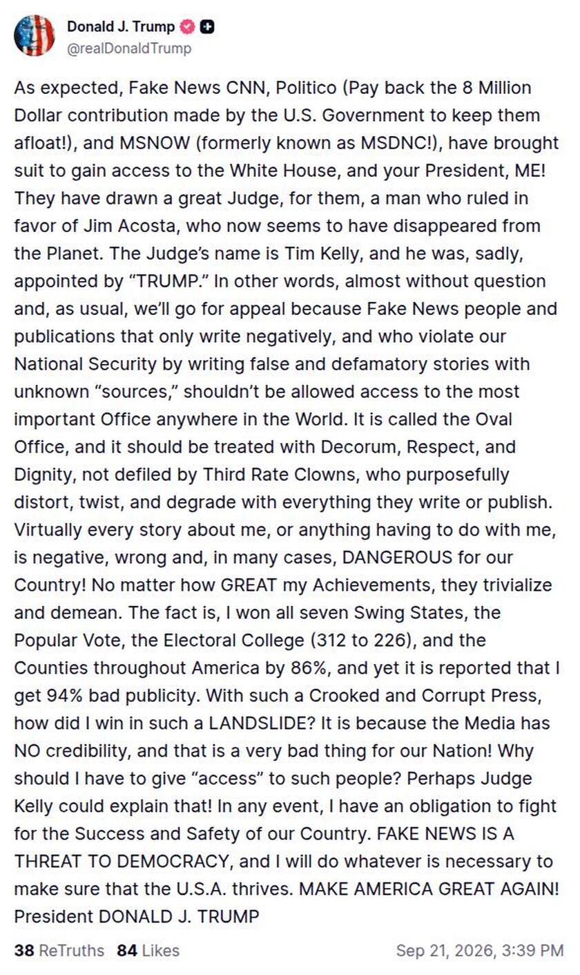 Post preview from Donald Trump
