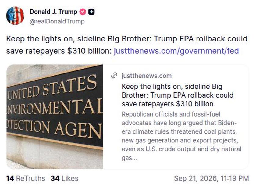 Post preview from Donald Trump