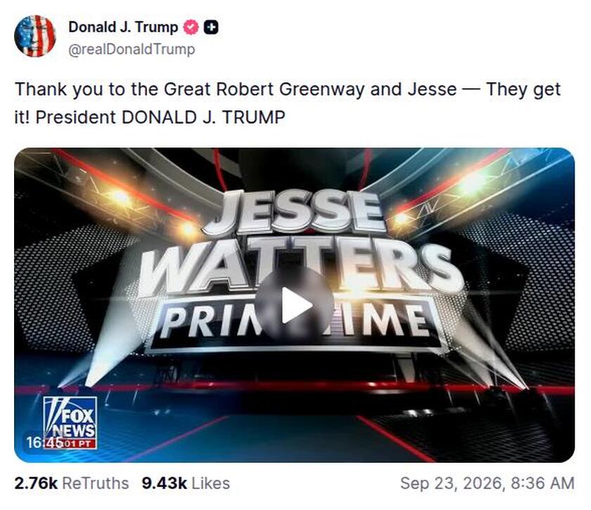 Post preview from Donald Trump