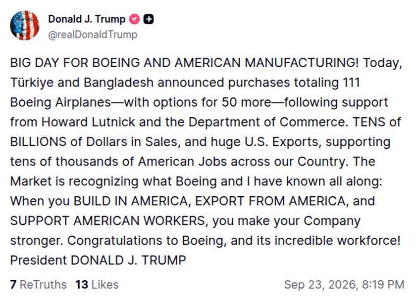 Post preview from Donald Trump