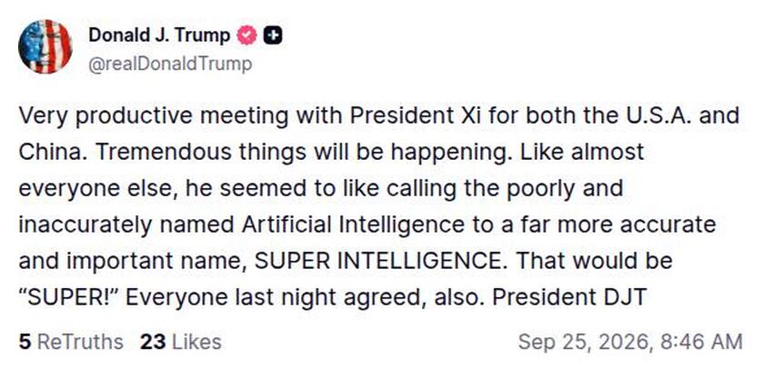 Post preview from Donald Trump