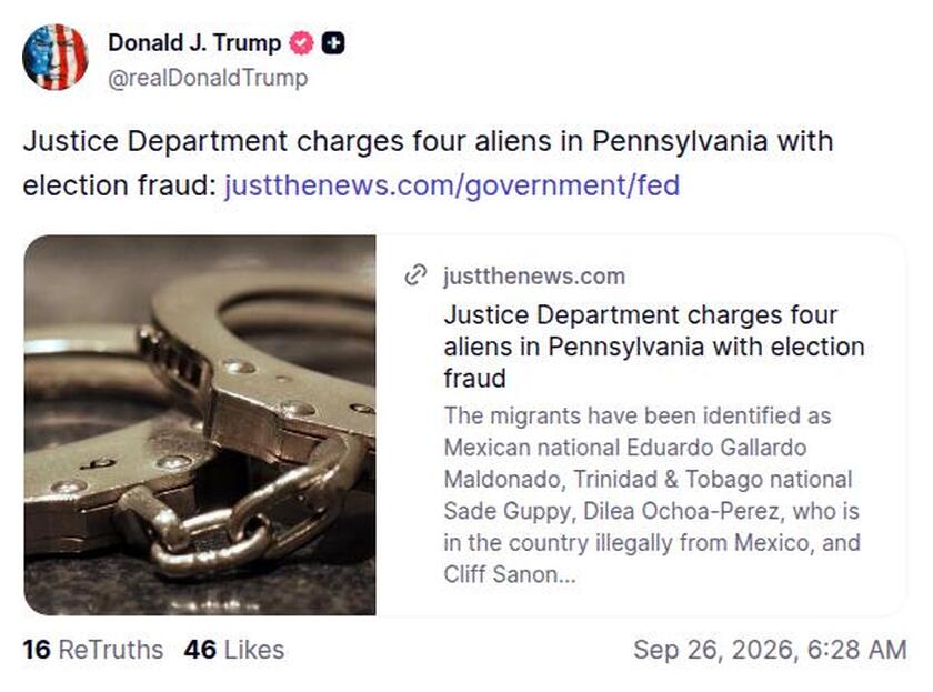 Post preview from Donald Trump