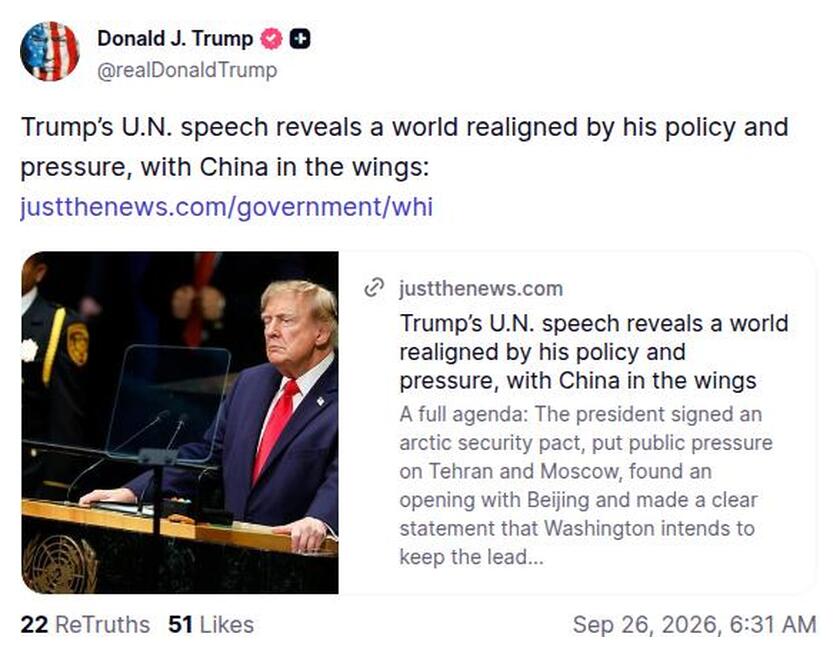 Post preview from Donald Trump