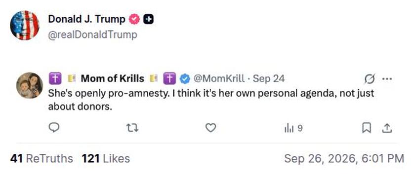 Post preview from Donald Trump