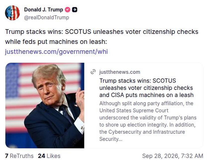 Post preview from Donald Trump