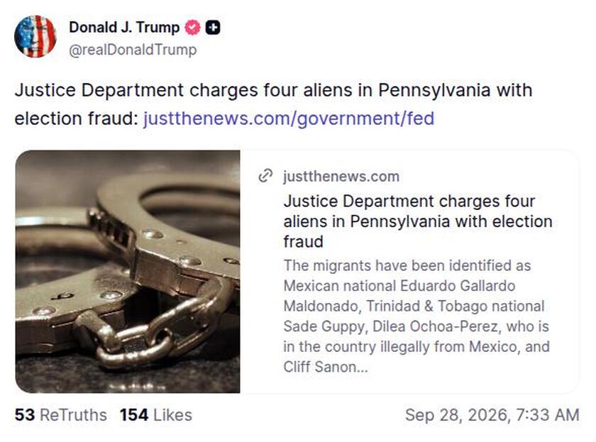 Post preview from Donald Trump