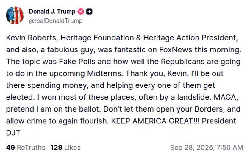 Post preview from Donald Trump