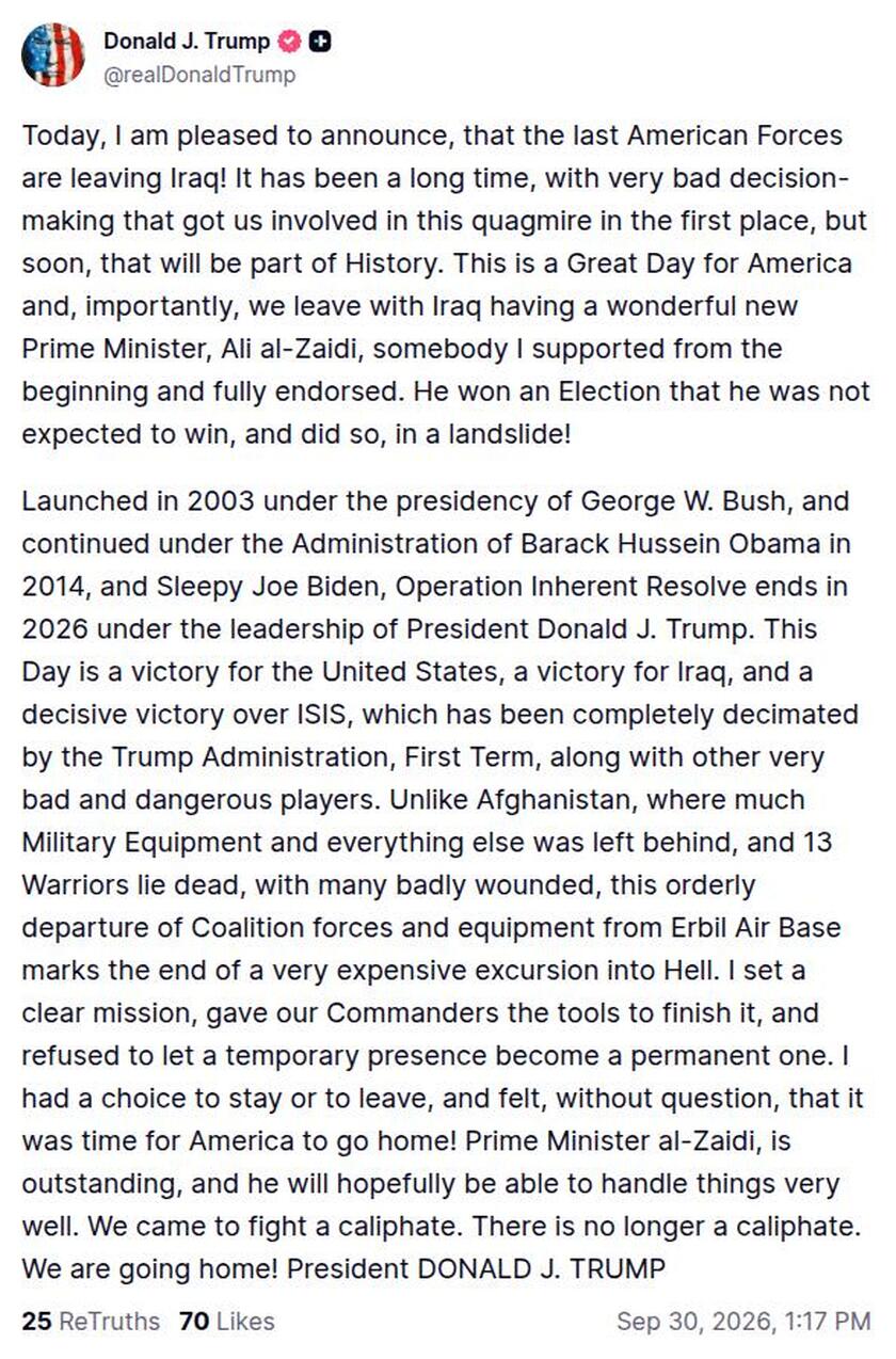 Post preview from Donald Trump