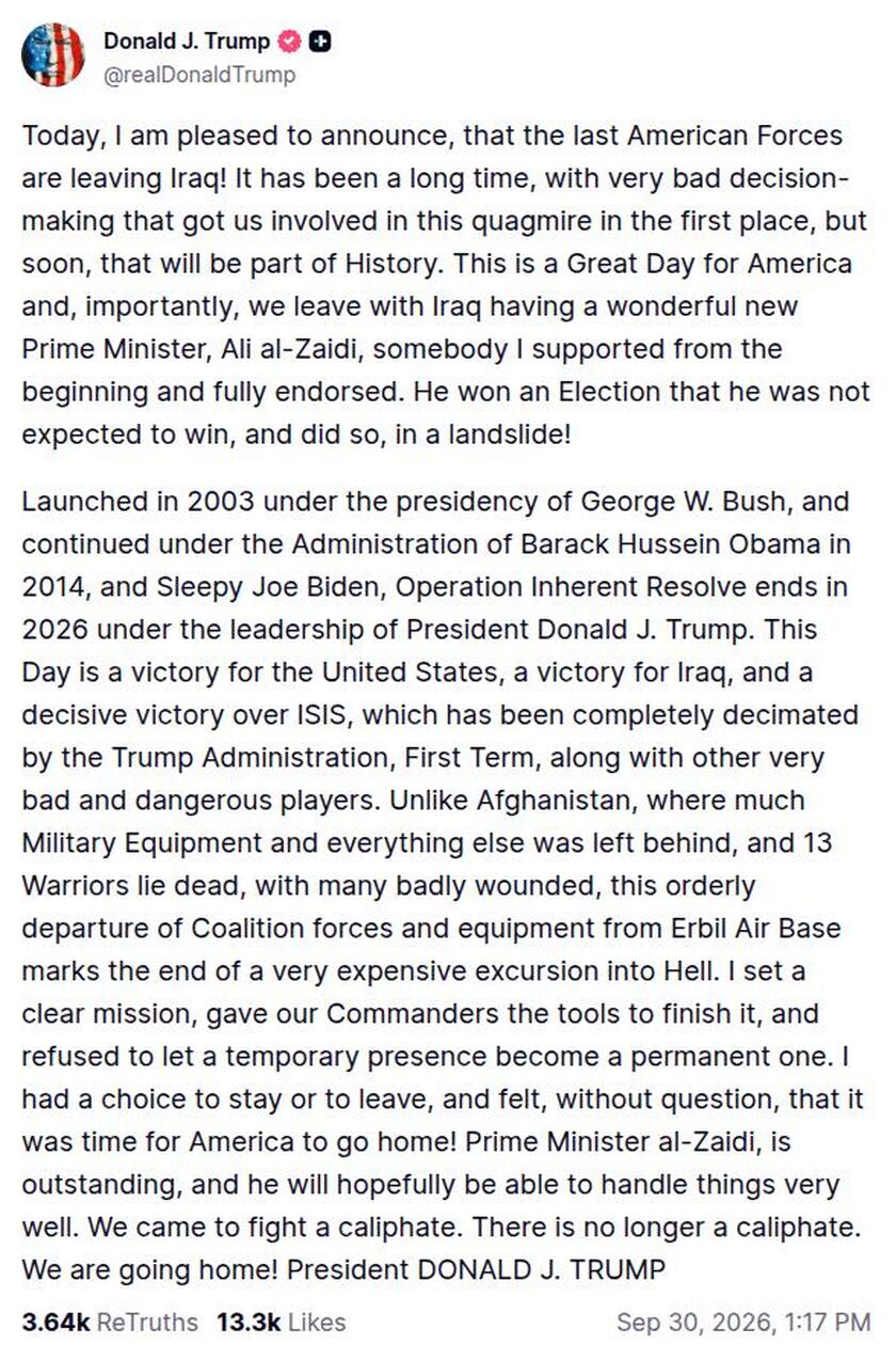 Post image from Donald Trump