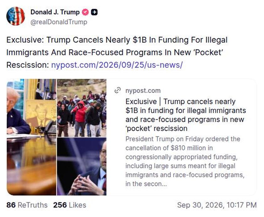 Post preview from Donald Trump