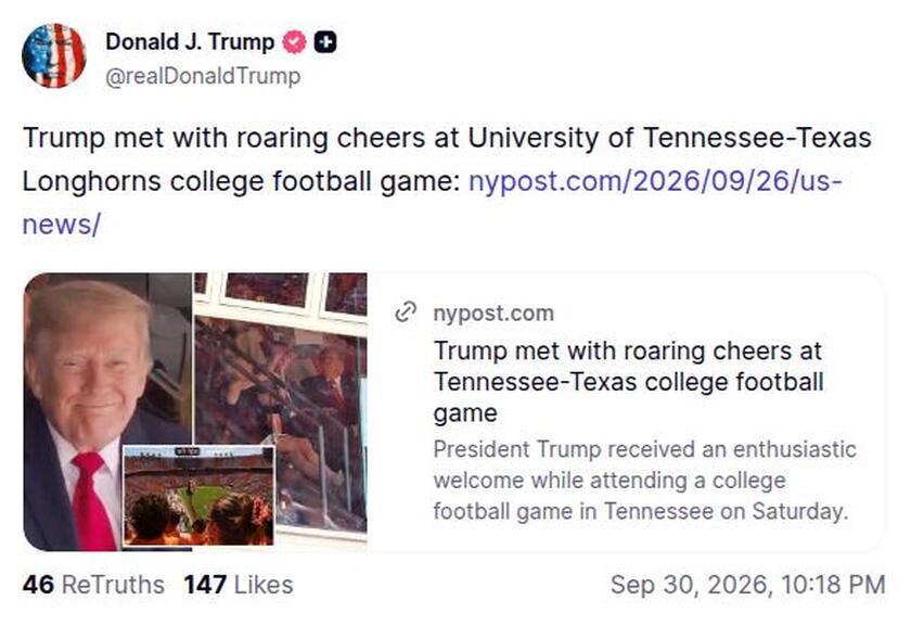 Post preview from Donald Trump