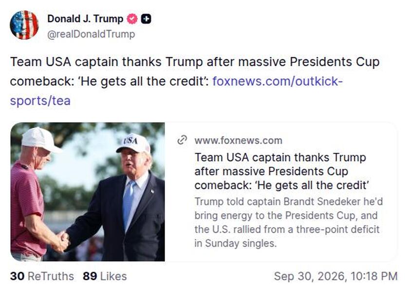 Post preview from Donald Trump