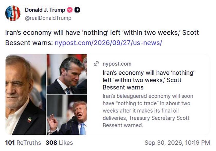 Post preview from Donald Trump