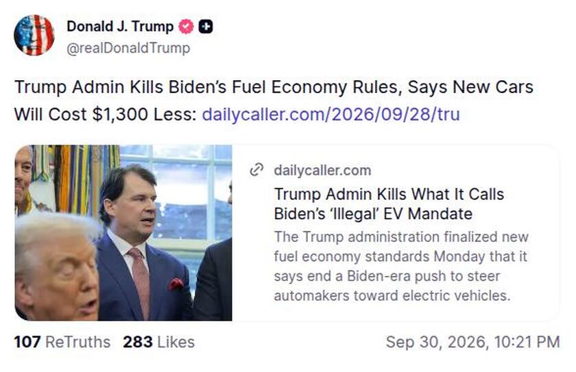 Post preview from Donald Trump