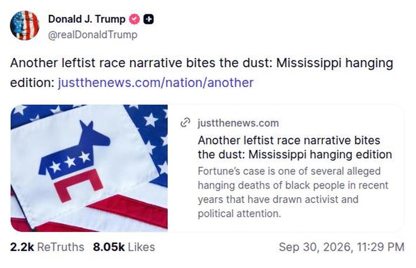 Post preview from Donald Trump